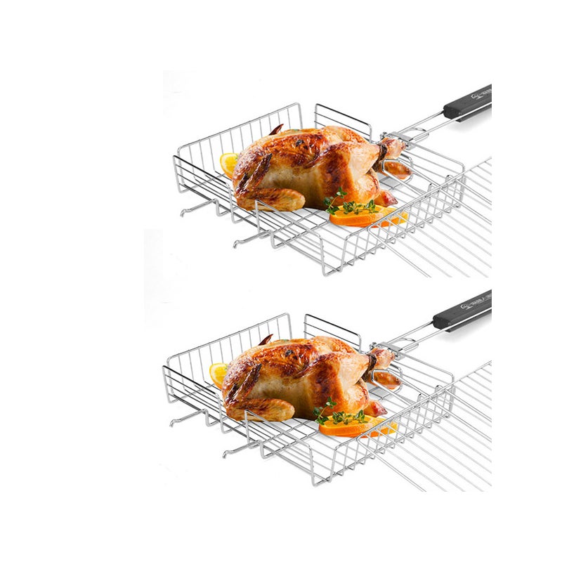2-częściowy zestaw narzędzi do grillowania, składana siatka do grillowania na zewnątrz, siatka do grillowania ze stali nierdzewnej, grill do barbecue