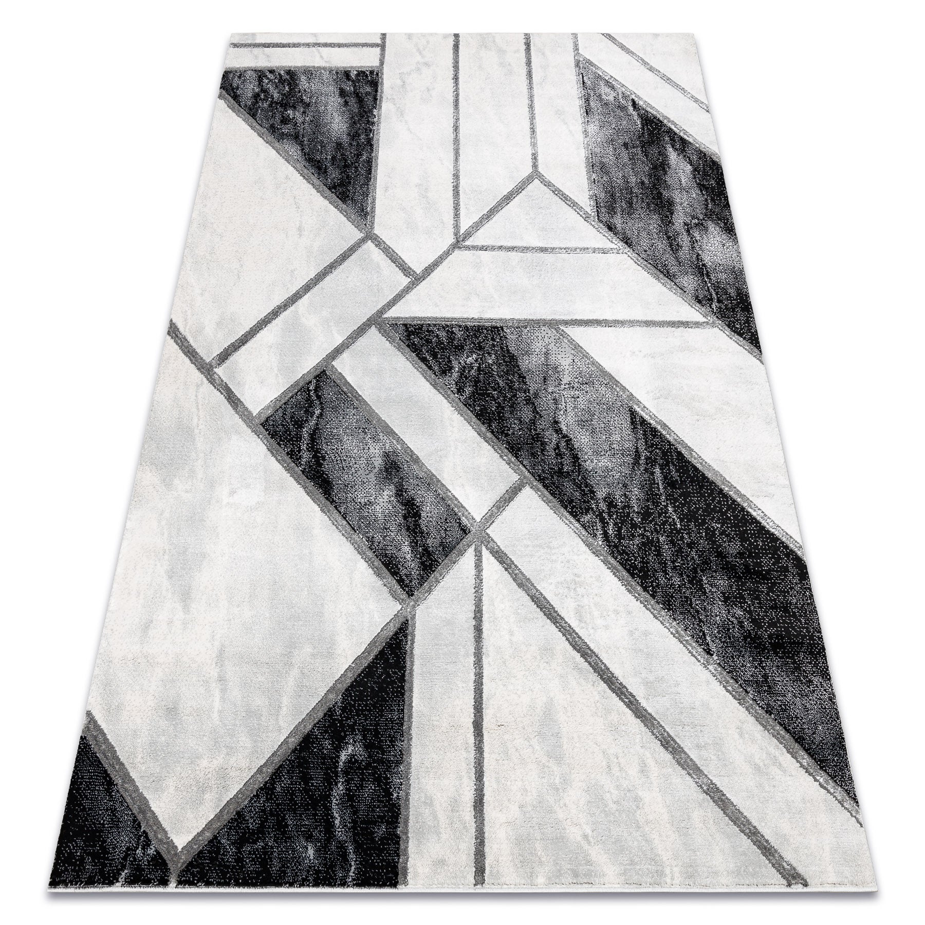 Dywan EMERALD ekskluzywny 81953 glamour, stylowy marmur, geometryczny czarny / srebrny 120x170 cm