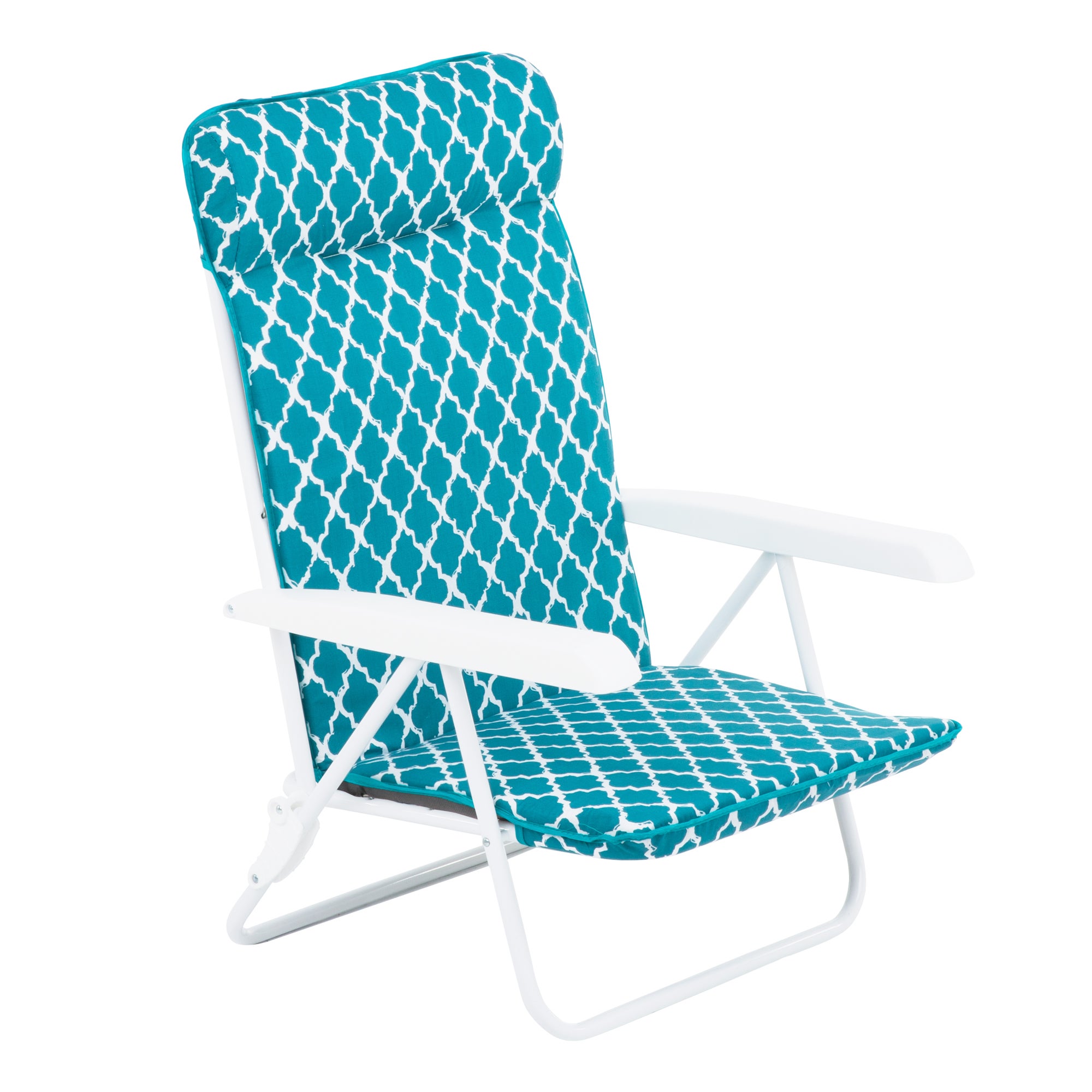 Krzesło plażowe składane biało-niebieskie Patio