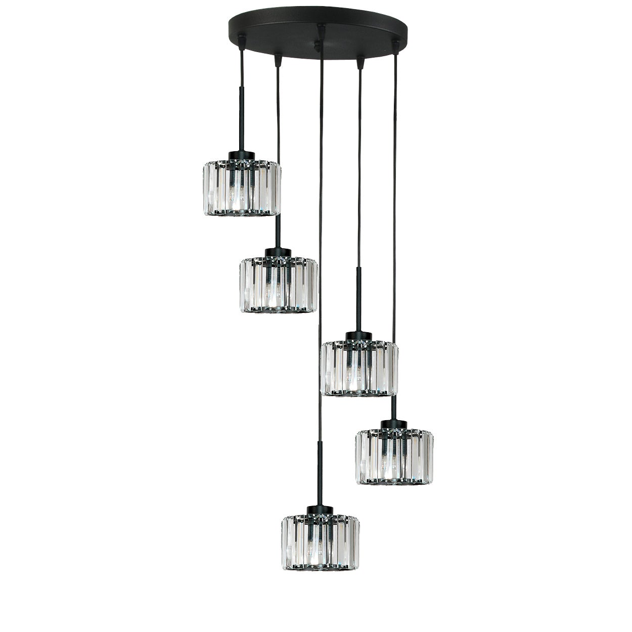 Lampa wisząca czarna do salonu OMENA 5 punktowa kryształowa E27 Edylit