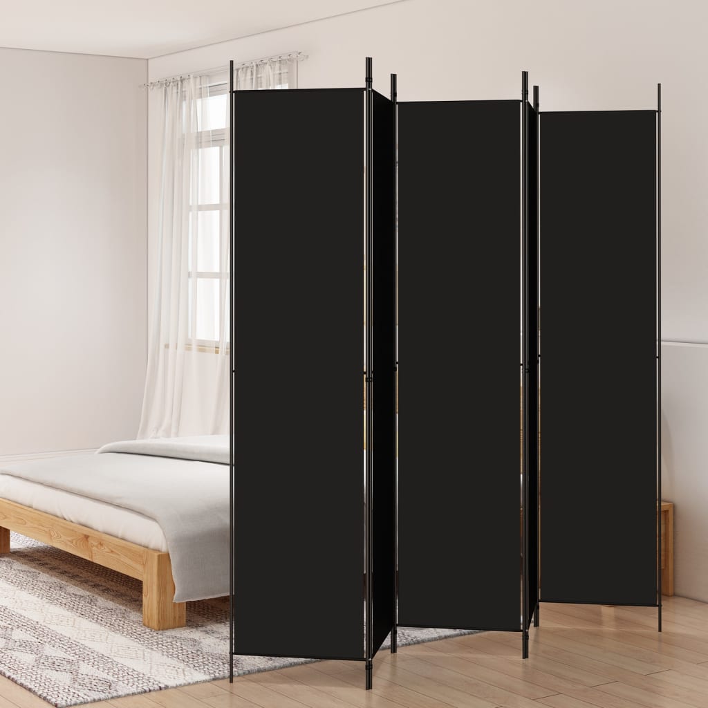 Parawan 5-panelowy, czarny, 250x220 cm, tkanina vidaXL