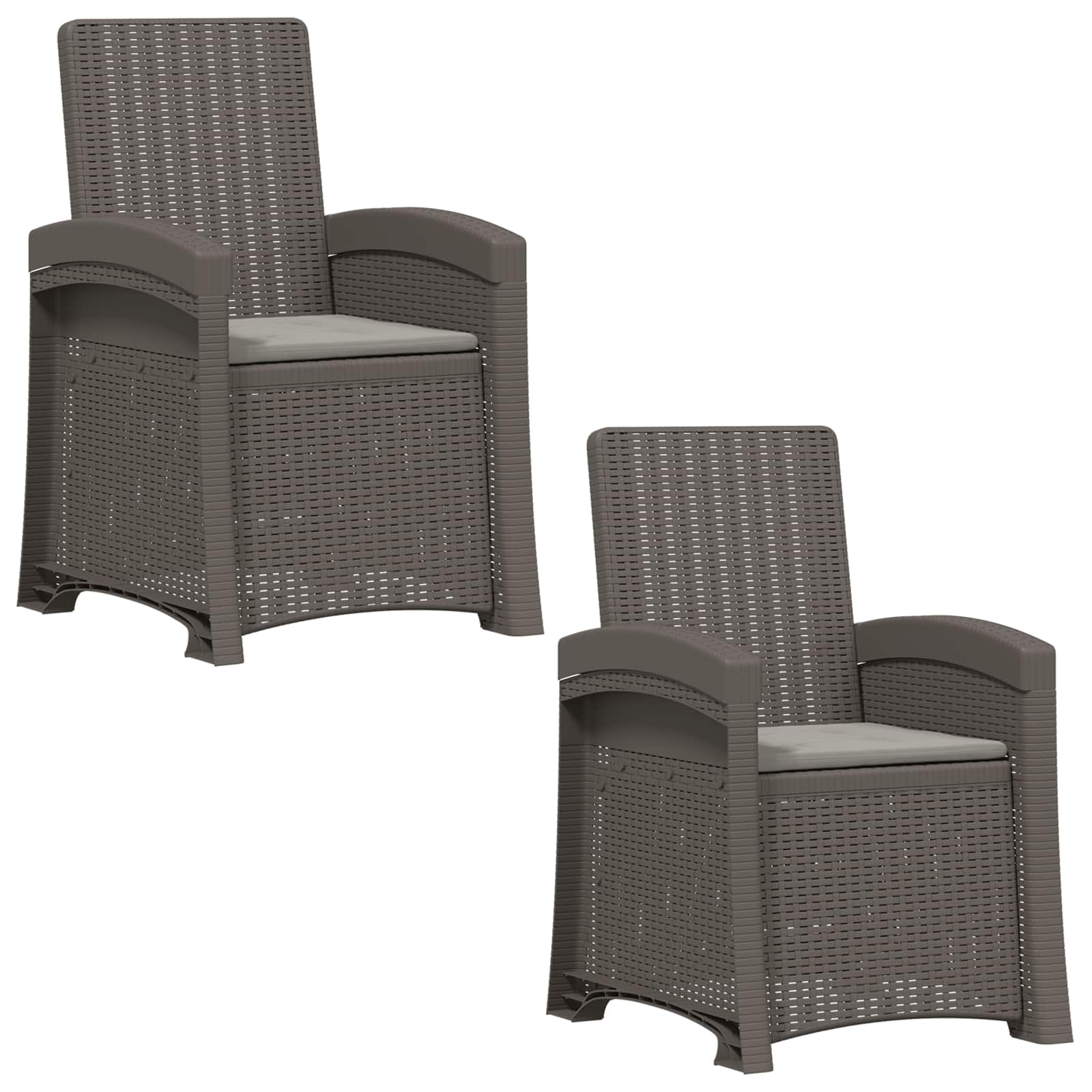 2x Fotel Ogrodowy z Polipropylenu Jasnoszary na Taras na Balkon