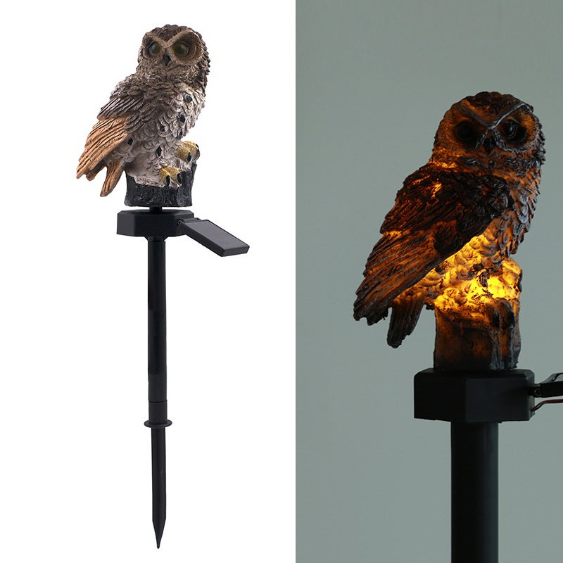 Solarna Lampa LED w Kształcie Sowy do Ogrodu, Zewnętrzna Solarna Lampka Sowa, Ozdobne Lampy w Kształcie Sowy do Trawnika, Wodoodporna Lampa, Brązowa