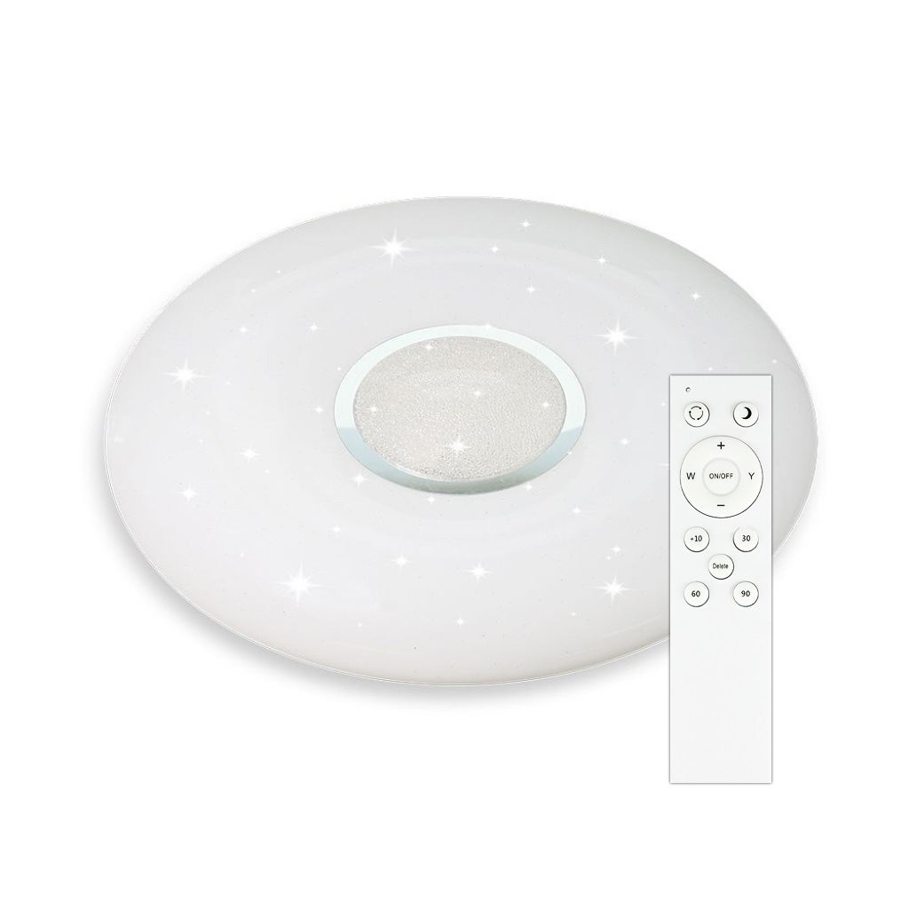 Okrągła lampa sufitowa LED 60 W z pilotem, 3 w 1, zmieniająca kolory, efekt gwiaździsty, śr.: 493 mm, wys.: 80 mm, ściemnialna