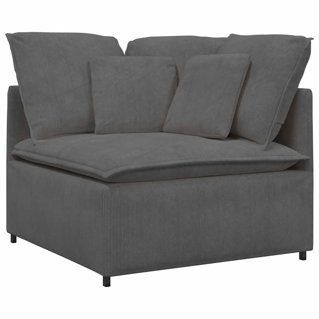 Sofa modułowa z podnóżkiem i poduszkami Tkanina sztruksowa
