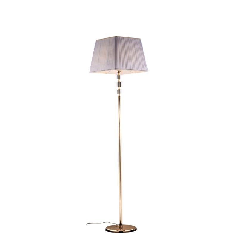 Piantana in oro e cristallo 1 luce con paralume dm.45 H.180 - Ø40