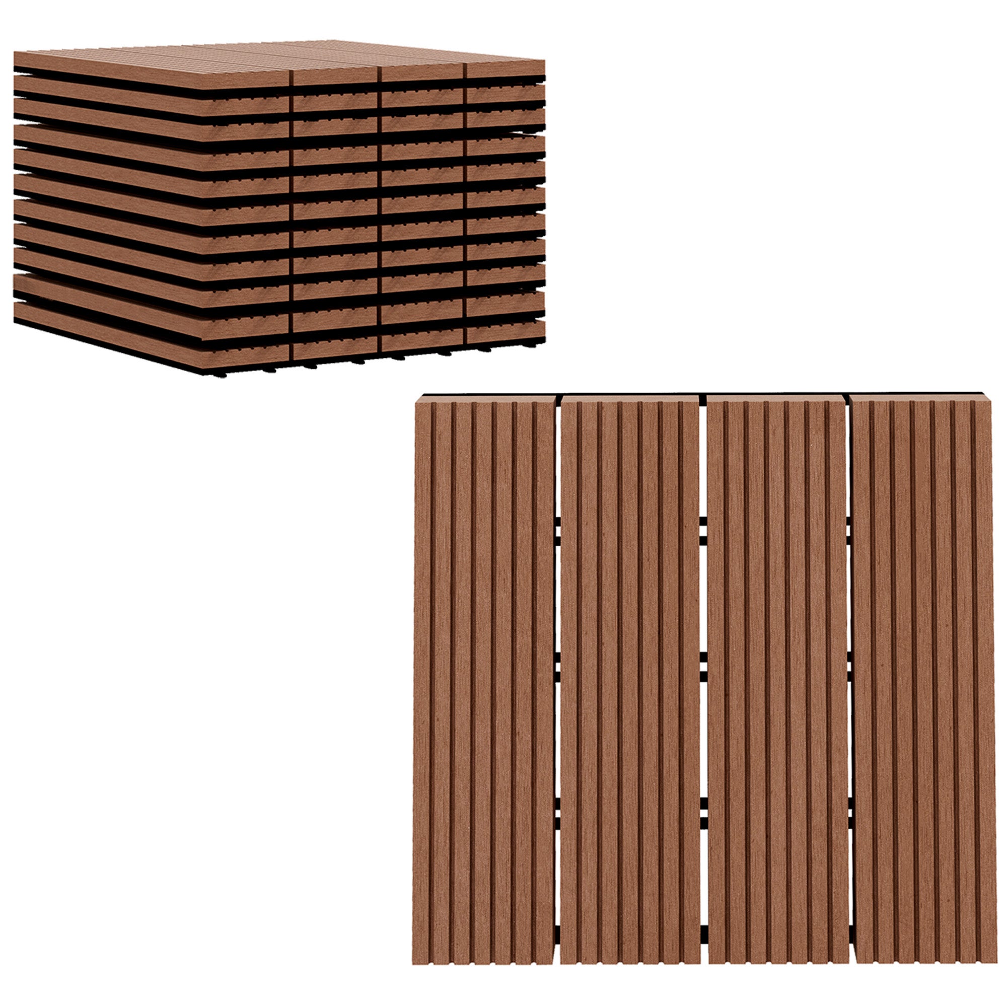 zestaw z 11 ogród pool płytki 30 x 30 x 2.2 cm, clipable płytki do ogrodu, balkon, pool w światło brązowy HDPE