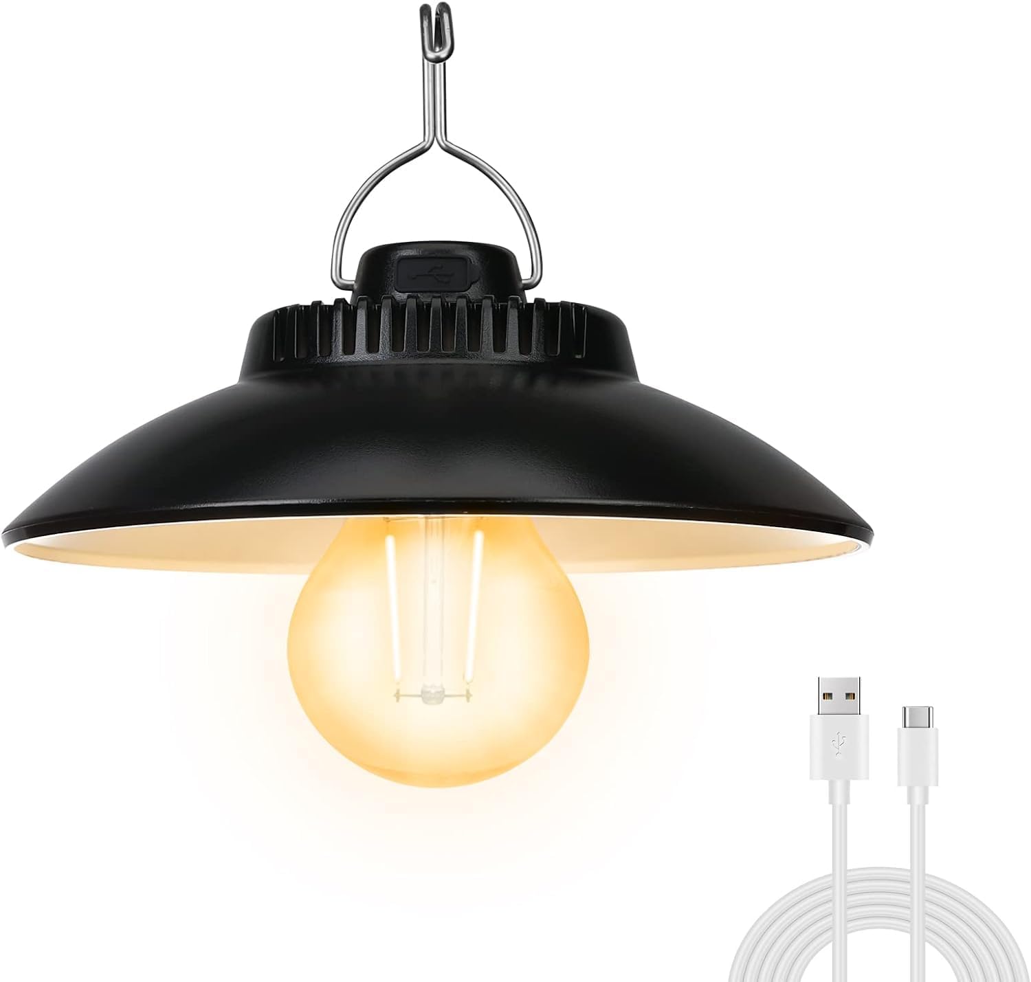 Akumulatorowa lampa kempingowa, retro latarnia z 2 trybami oświetlenia, wodoodporna IPX4, idealna na kemping, wędrówki, ryby i sytuacje awaryjne