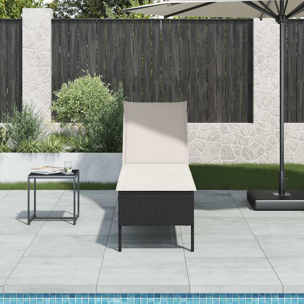 Leżak z poduszką Czarny 55x200x44cm polirattan vidaXL