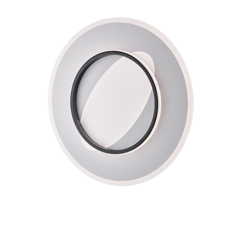 Plafoniera in metallo e alluminio laccato bianco e nero con led integrato CCT + telecomando H.6 - Ø 50