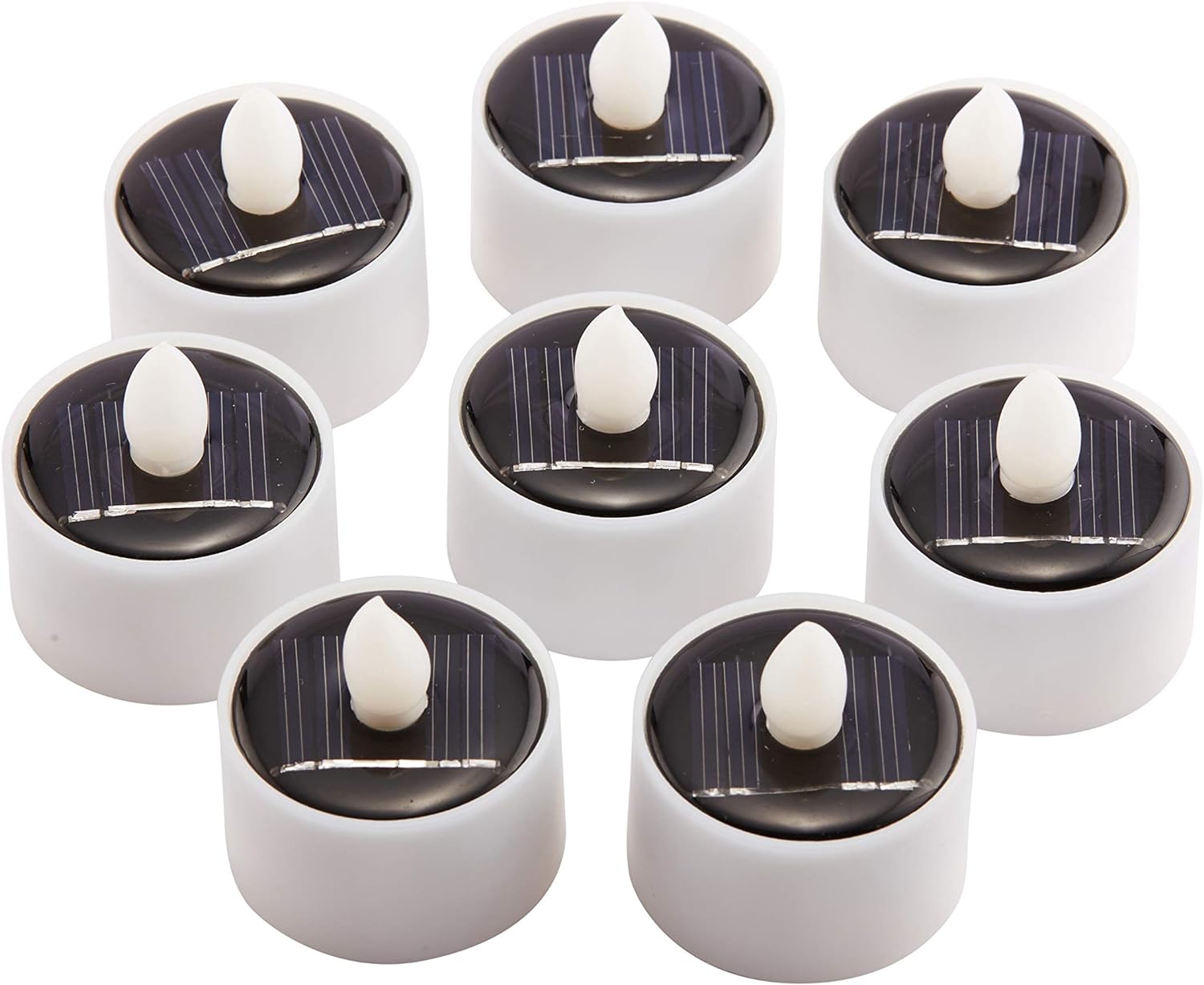 Zestaw 8 bezpłomieniowych i ładowalnych świec typu tealight LED do ogrodu, na dziedziniec, alejkę, balkon, na wesele, imprezę, wakacje, do dekoracji