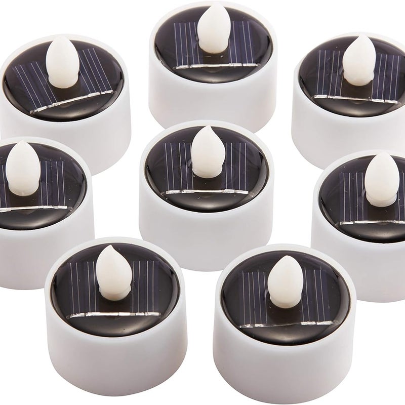 Zestaw 8 bezpłomieniowych i ładowalnych świec typu tealight LED do ogrodu, na dziedziniec, alejkę, balkon, na wesele, imprezę, wakacje, do dekoracji
