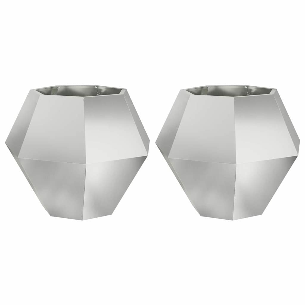 Donica 2 szt. Srebrny 75 x 75 x 60 cm Stal Galwanizowana