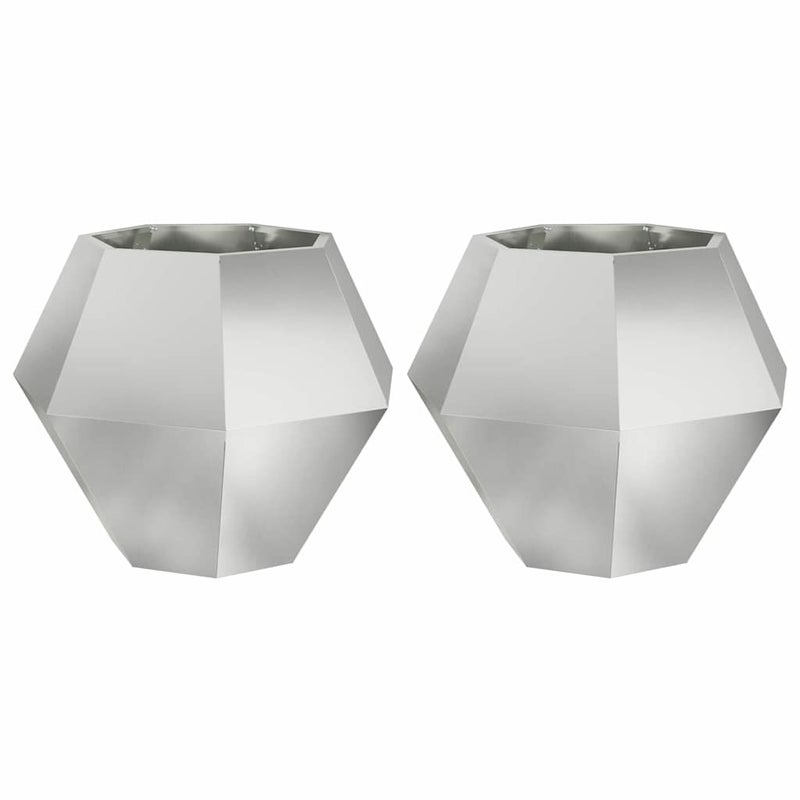 Donica 2 szt. Srebrny 75 x 75 x 60 cm Stal Galwanizowana