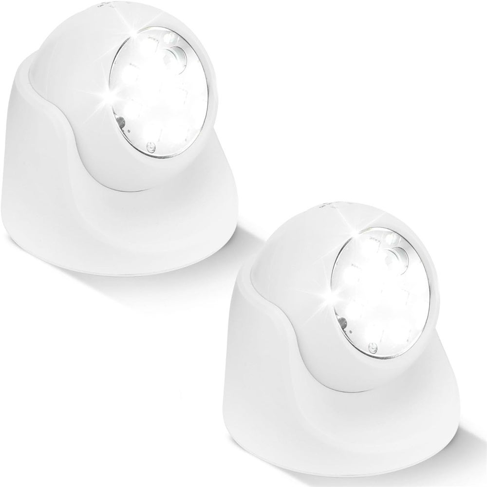 2 bezprzewodowe punkty LED, 150 lumenów, wymienny klosz, obrót o 360 stopni, zasilane akumulatorowo, białe