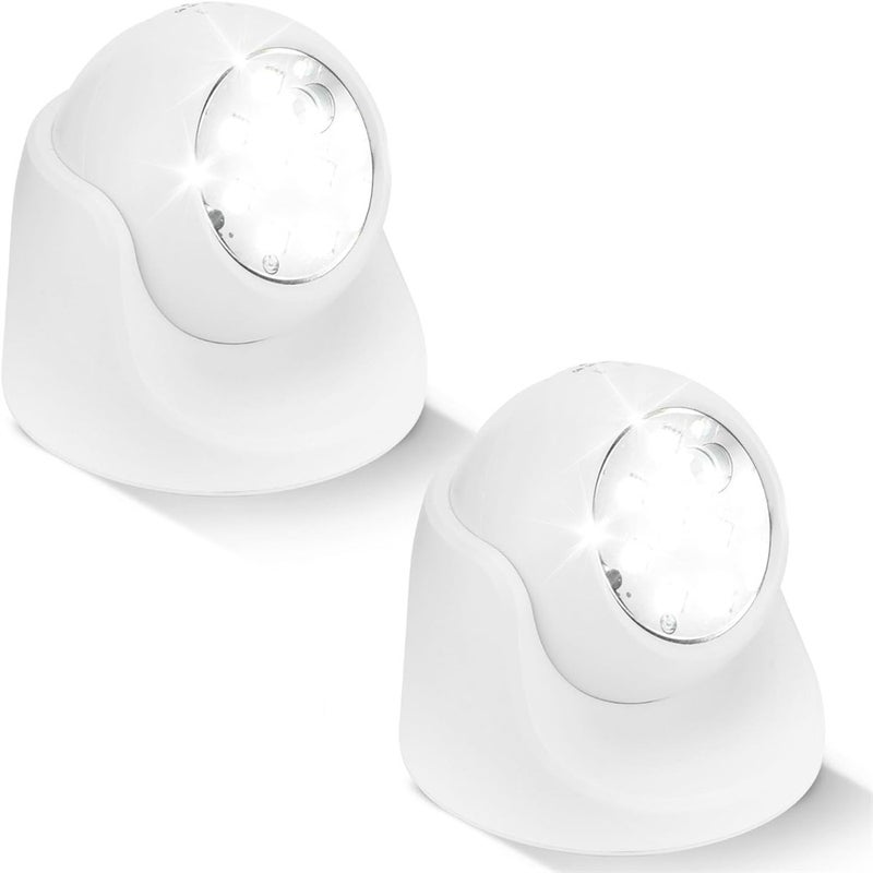 2 bezprzewodowe punkty LED, 150 lumenów, wymienny klosz, obrót o 360 stopni, zasilane akumulatorowo, białe