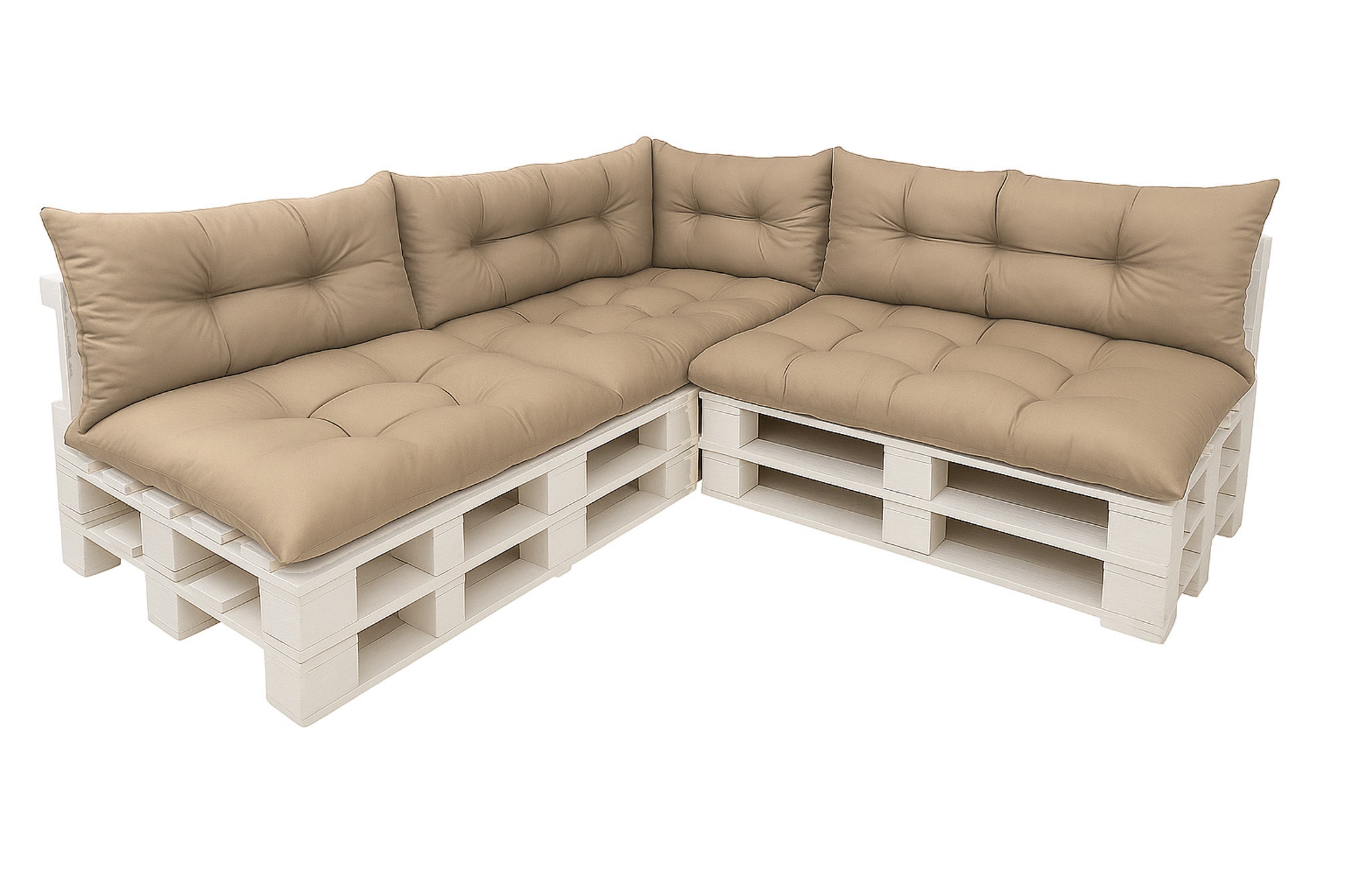 Komplet poduszek ogrodowych na palety 3x120x80cm 3x120x40cm + 60x40cm, wygodne poduszki na meble z palet beżowe
