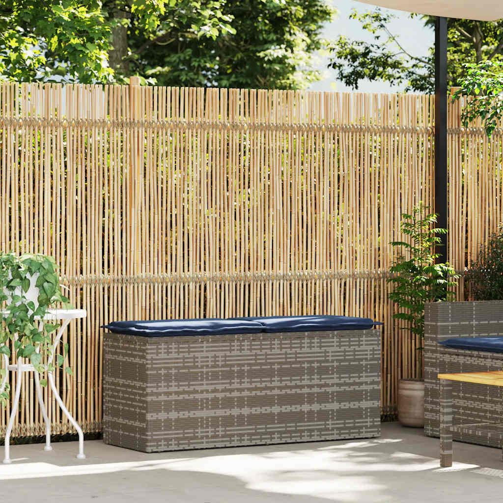 Ławka ogrodowa z poduszką Szara 110x40x44 cm Polirattan vidaXL