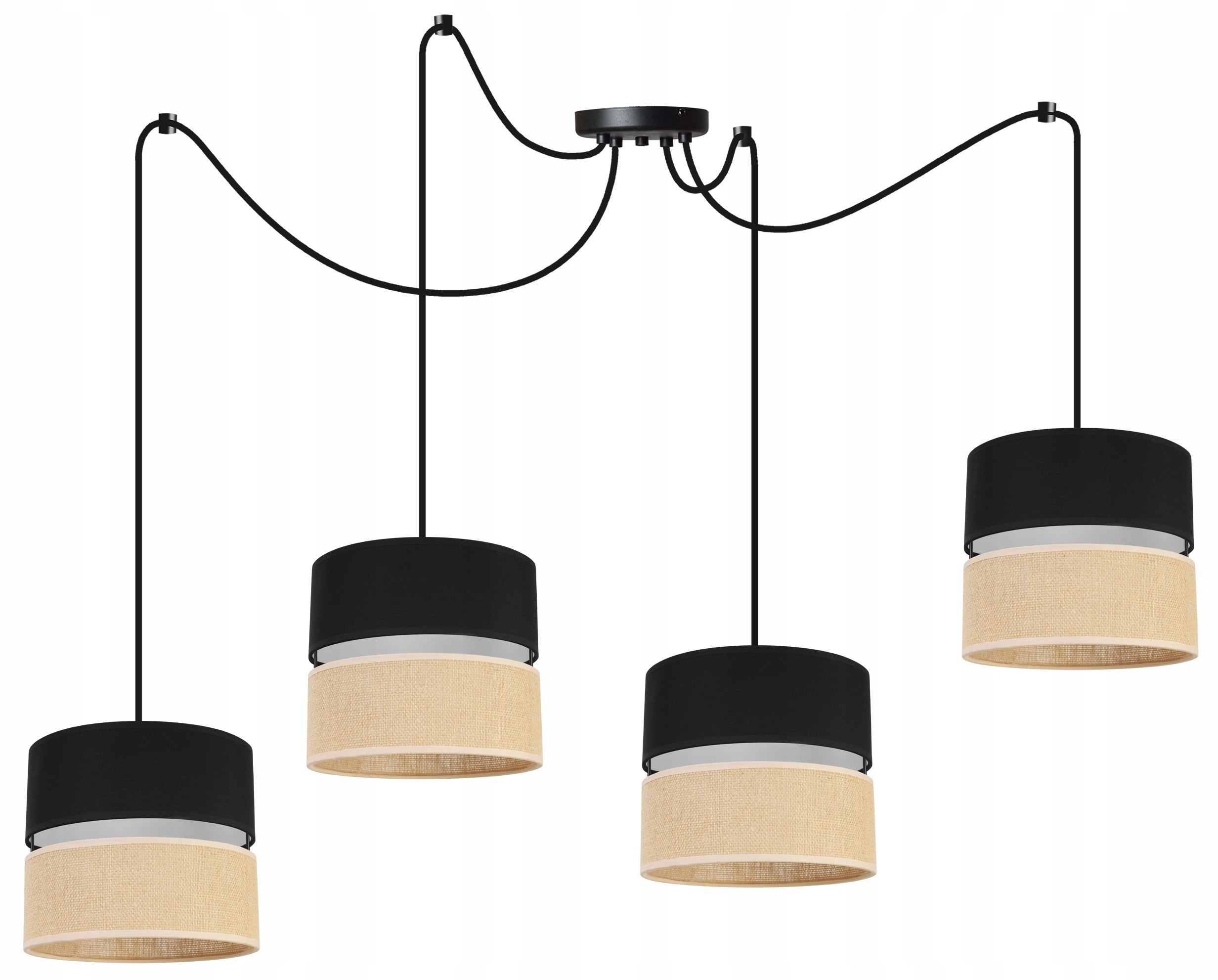 Lampa sufitowa wisząca Light Home LH Juta Pająk 4x E27 60W abażur 20cm tkanina czarny