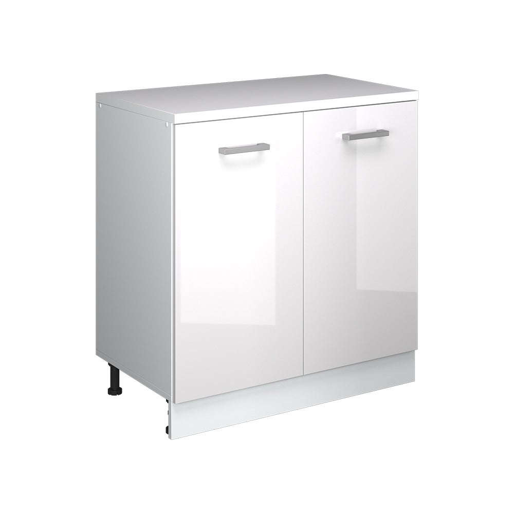 Vicco Szafka rozszerzająca Rion, Biały wysoki połysk/Biały, 80 x 46 cm bez skosu z 2 drzwiami