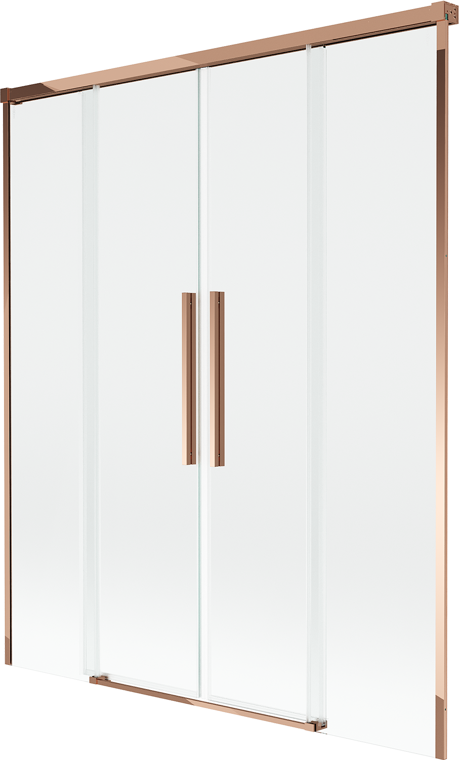 Mexen Rox parawan nawannowy 2-skrzydłowy rozsuwany 150 x 150 cm, transparent, różowe złoto - 8C9-150-002-60-00