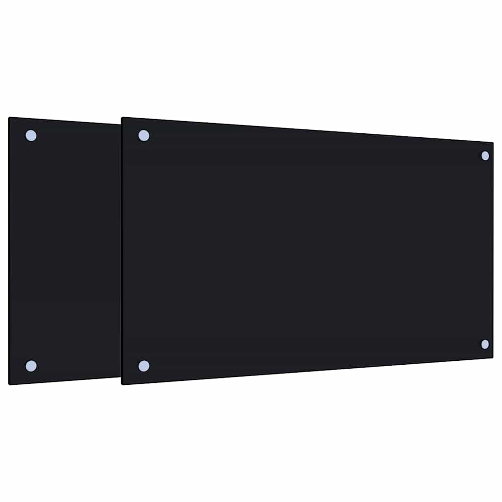 2x Panele Ochronne ze Szkła Hartowanego 70x40 cm Czarne do Kuchni