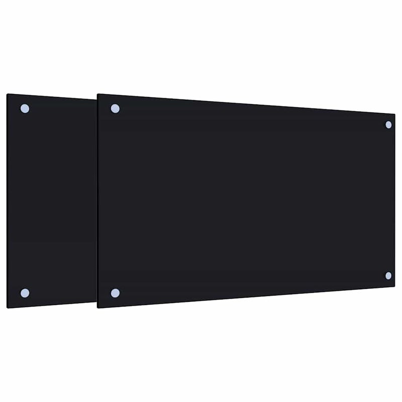 2x Panele Ochronne ze Szkła Hartowanego 70x40 cm Czarne do Kuchni