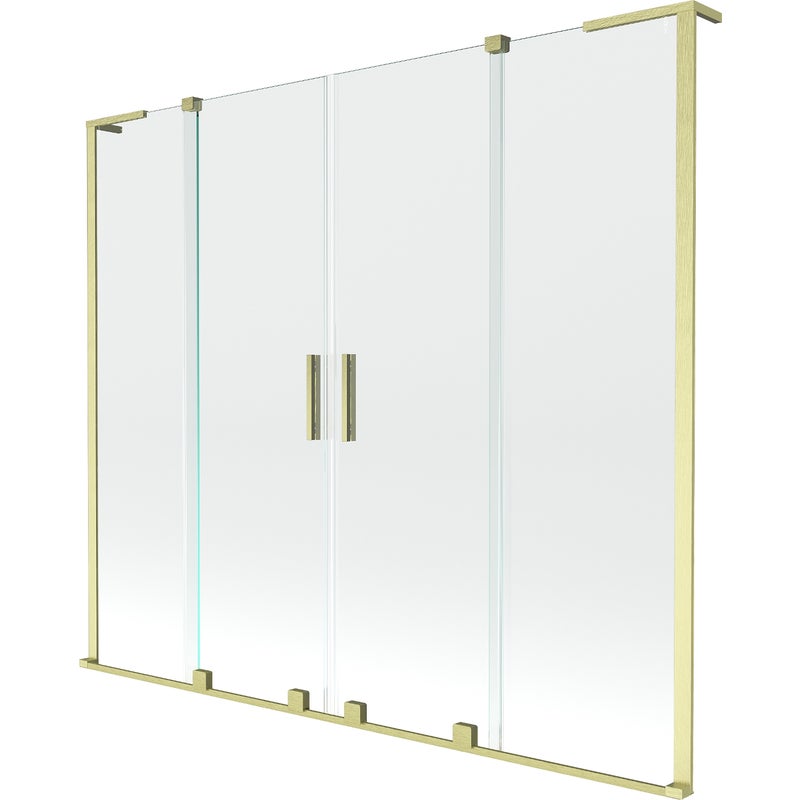 Mexen Velar L Duo parawan nawannowy 2-skrzydłowy rozsuwany 170 x 150 cm, transparent, złoty szczotkowany - 896-170-003-02-55