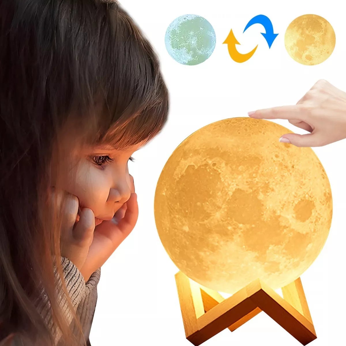 Lampka stołowa LED 3D Księżyc Bożonarodzeniowy Sterowanie dotykowe dwukolorowe 8cm