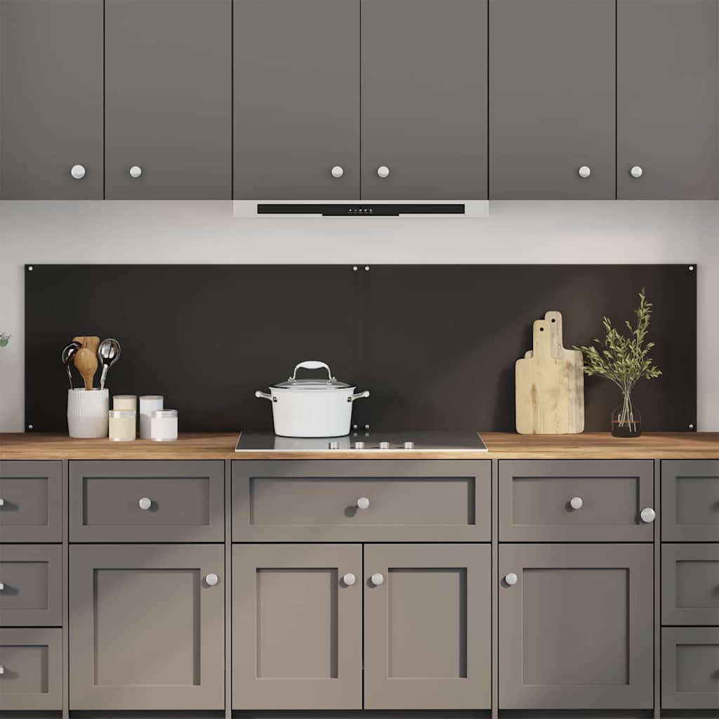 Panel kuchenny 2 pcs Czarny 100 x 50 cm szkło hartowane vidaXL