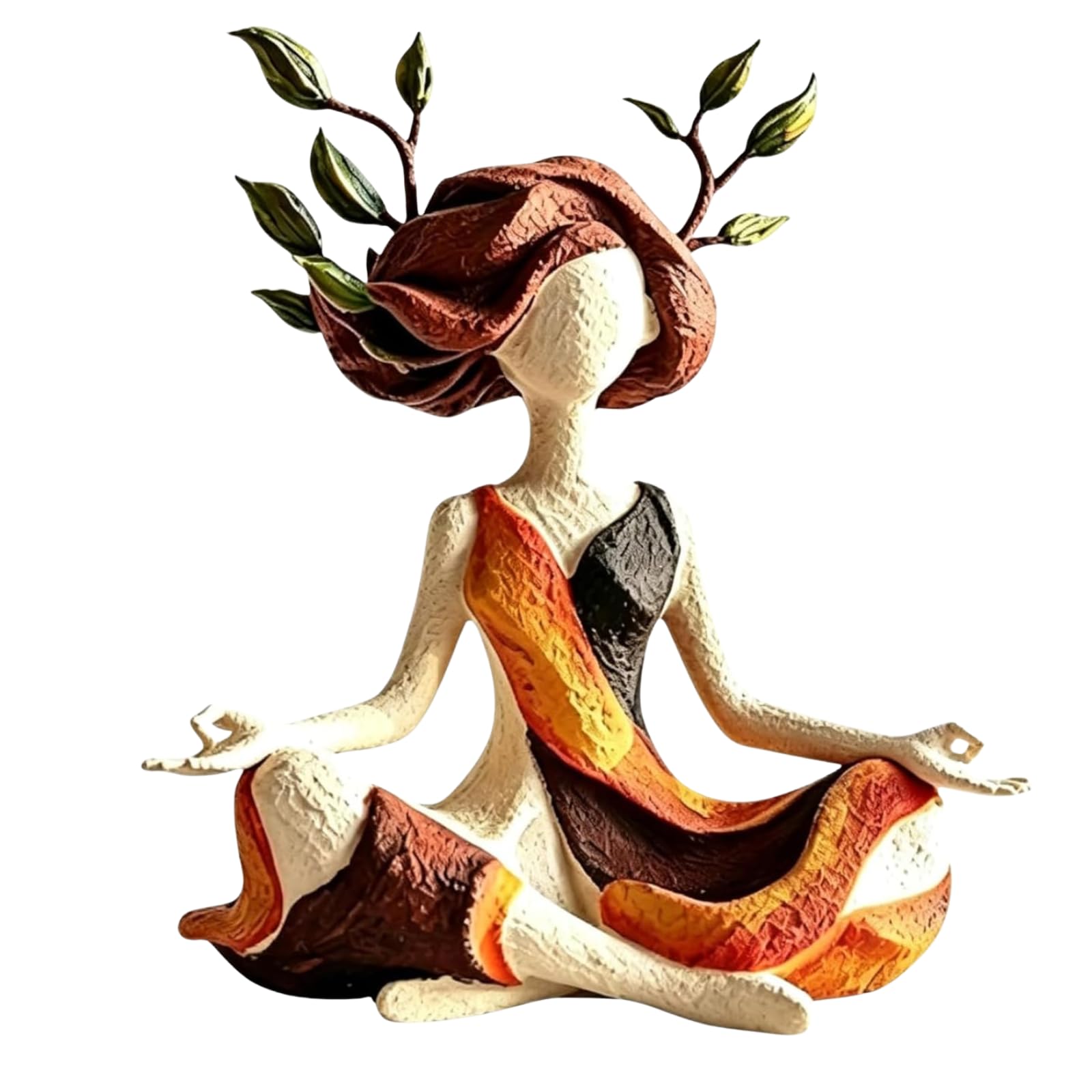 Żywiczna figurka medytacyjna 14 x 6 x 16,5 cm do dekoracji wnętrz, brązowa