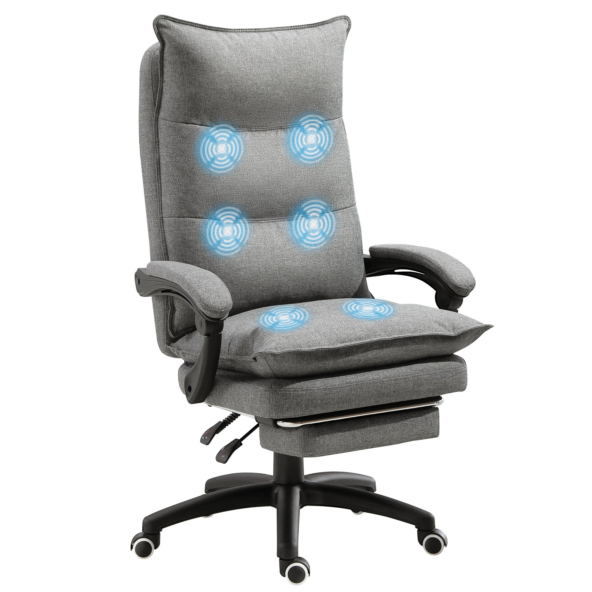 Fotel biurowy z masażem, fotel biurowy z funkcją masażu, regulowany na wysokość, ergonomiczny fotel obrotowy, nylonowy, szary