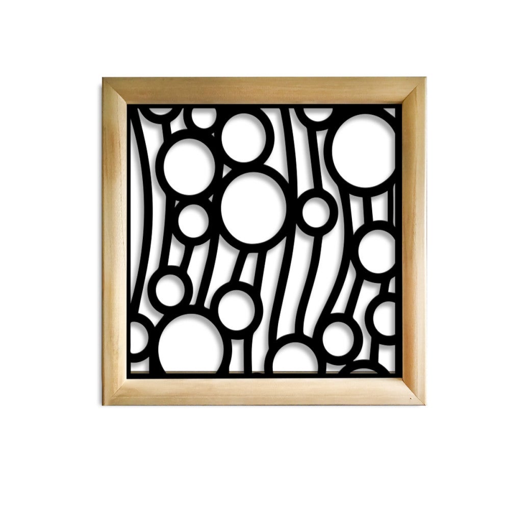 BUBBLES - Kwadratowe moduły dekoracyjne z drewna i PVC - Rozmiar 48x48 cm - Grubość 47 mm - Kolor wewnętrzny CZARNY