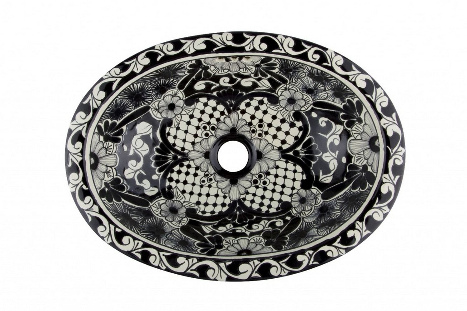 Meksykańska ceramiczna umywalka wpuszczana w blat Serena – mała owalna umywalka łazienkowa 41 x 30 x 13 cm | Umywalka dekoracyjna
