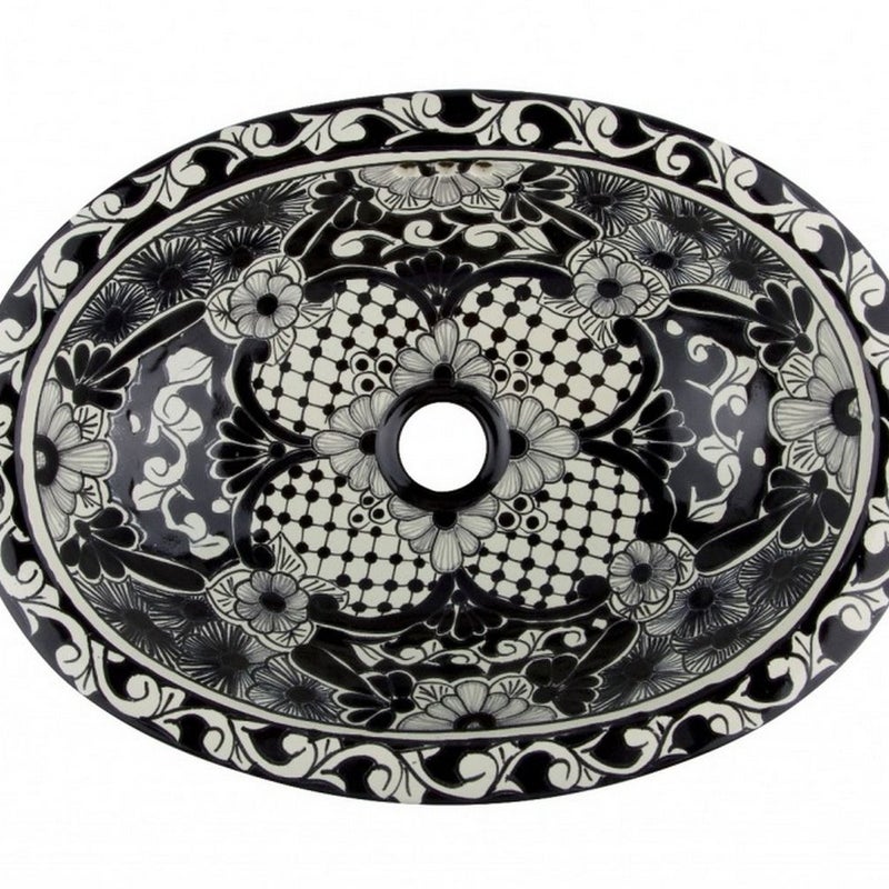 Meksykańska ceramiczna umywalka wpuszczana w blat Serena – mała owalna umywalka łazienkowa 41 x 30 x 13 cm | Umywalka dekoracyjna
