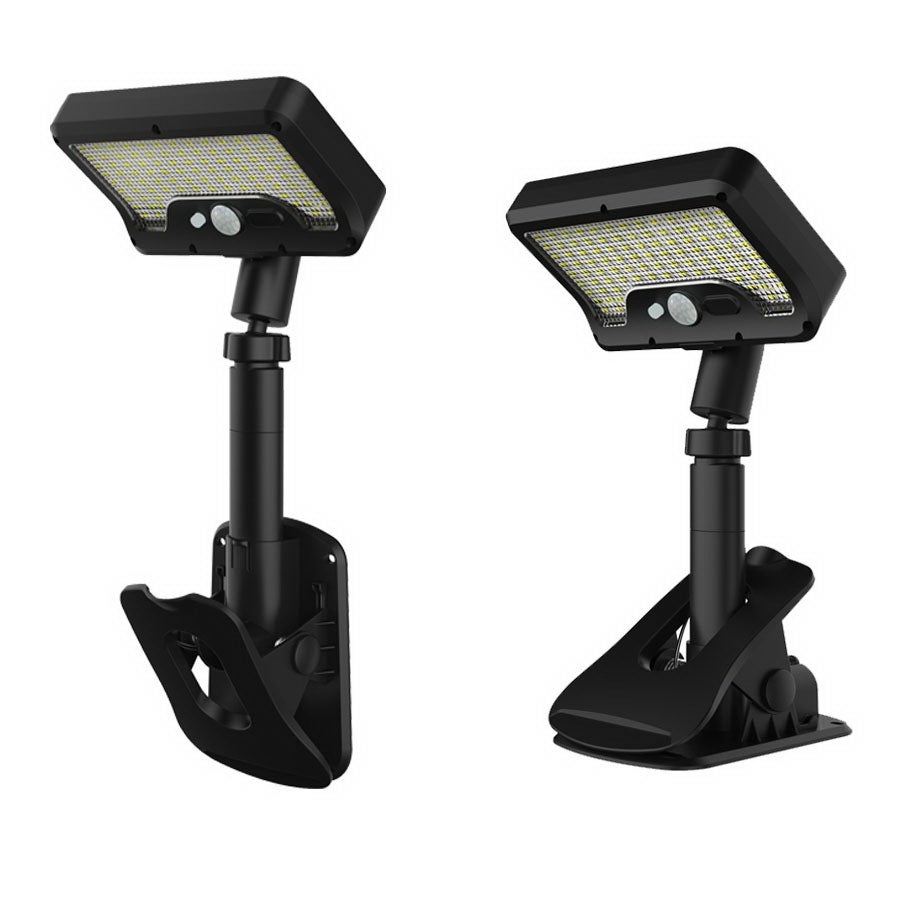 2 zewnętrzne lampy solarne z klipsem i czujnikiem ruchu, 92 diody LED, ciepłe światło do ogrodzenia