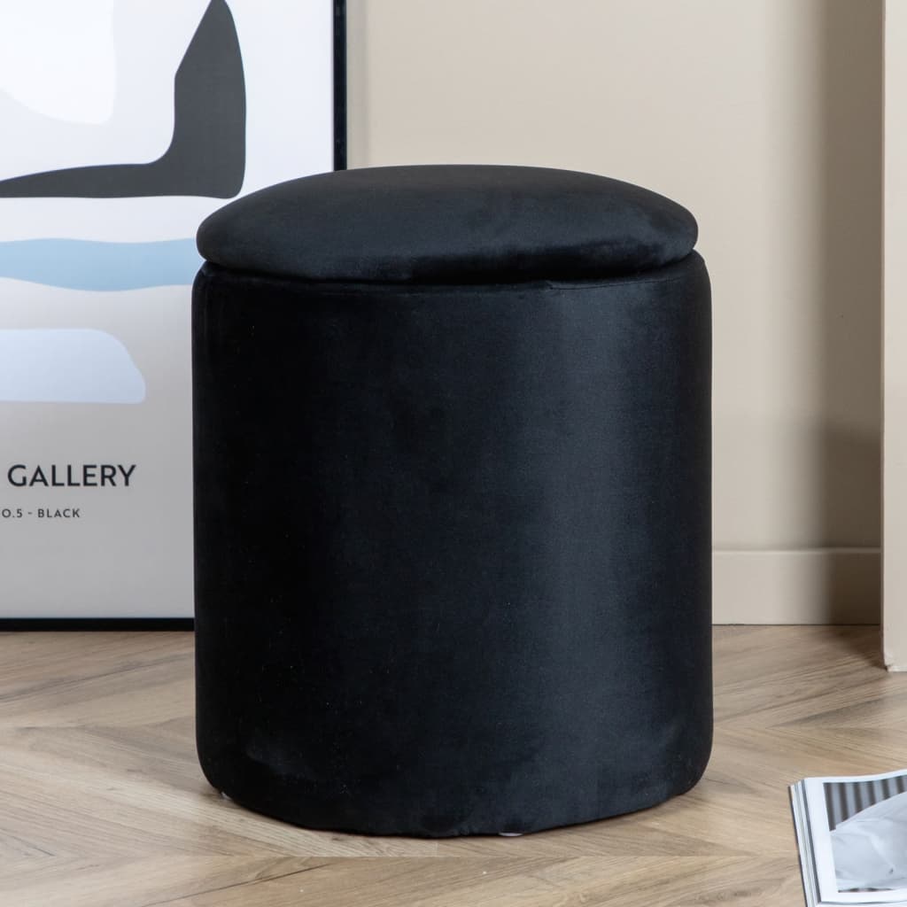 Limpen puf Ø32cm welur z przechowywania czarny.