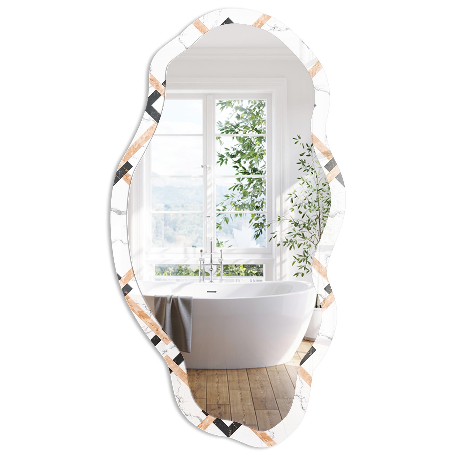 Lustro Ścienne o Falującym Kształcie | Geometryczna elegancja | 52x97 cm | ArtPrintCave