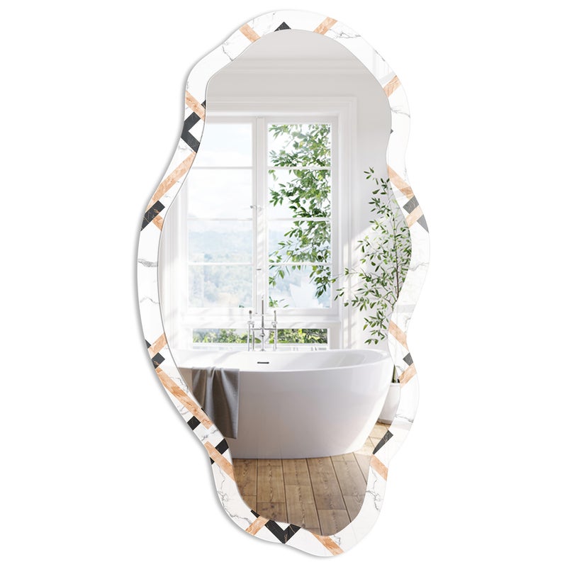Lustro Ścienne o Falującym Kształcie | Geometryczna elegancja | 52x97 cm | ArtPrintCave
