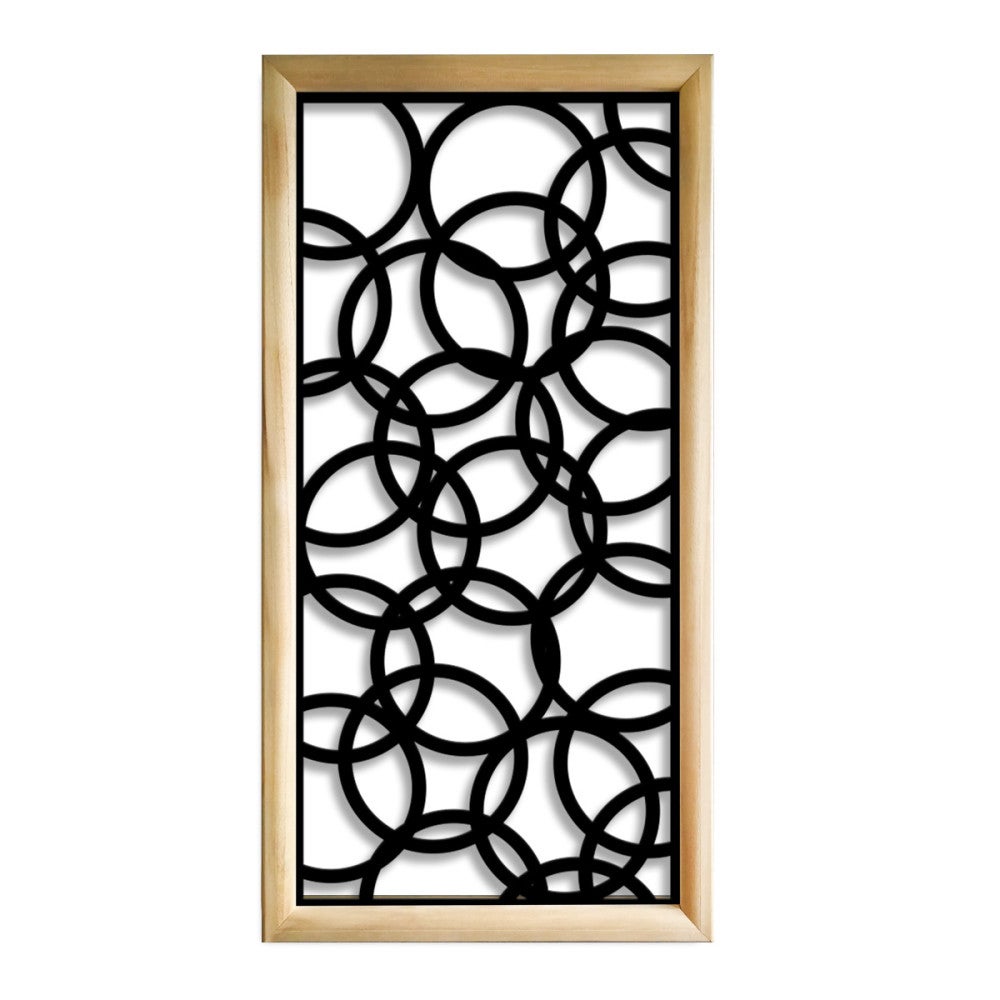 SMALL CIRCLES - Prostokątne moduły dekoracyjne z drewna i PCV - Rozmiar 73x148 cm - Grubość 64 mm - Kolor wewnętrzny CZARNY
