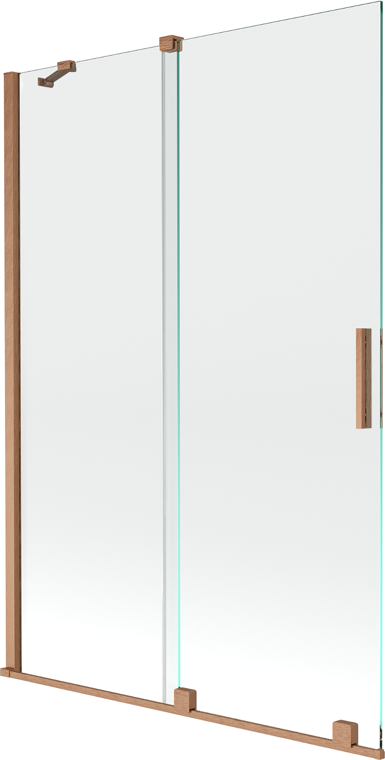Mexen Velar parawan nawannowy 2-skrzydłowy rozsuwany 120 x 150 cm, transparent, miedź szczotkowana - 896-120-000-01-65