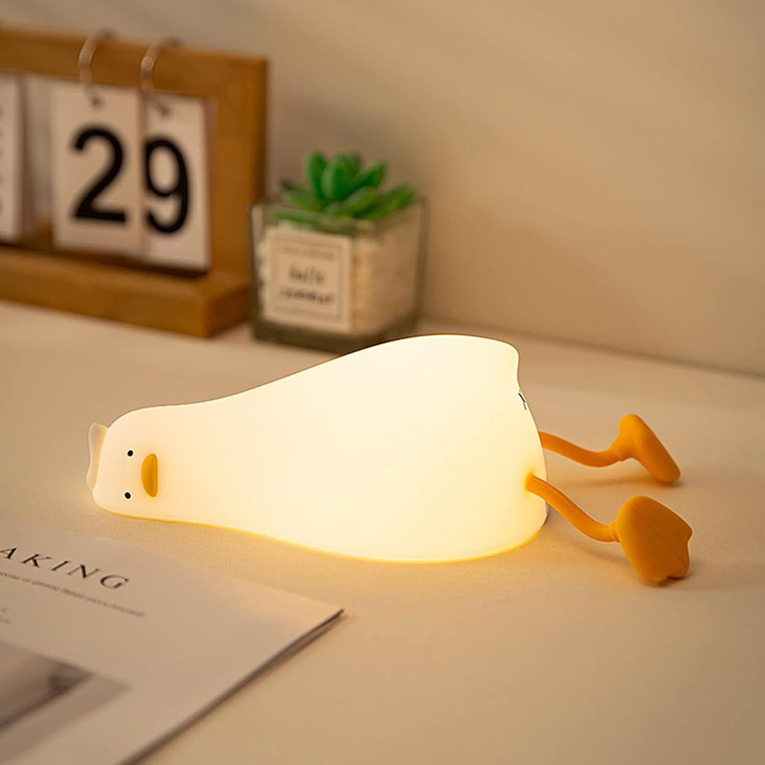Lampka nocna LED urocza lampka kształcie kaczki dotykowa lampka nocna łóżka możliwością ładowania pokoju dziecięcego dla niemowląt karmiących dzieci