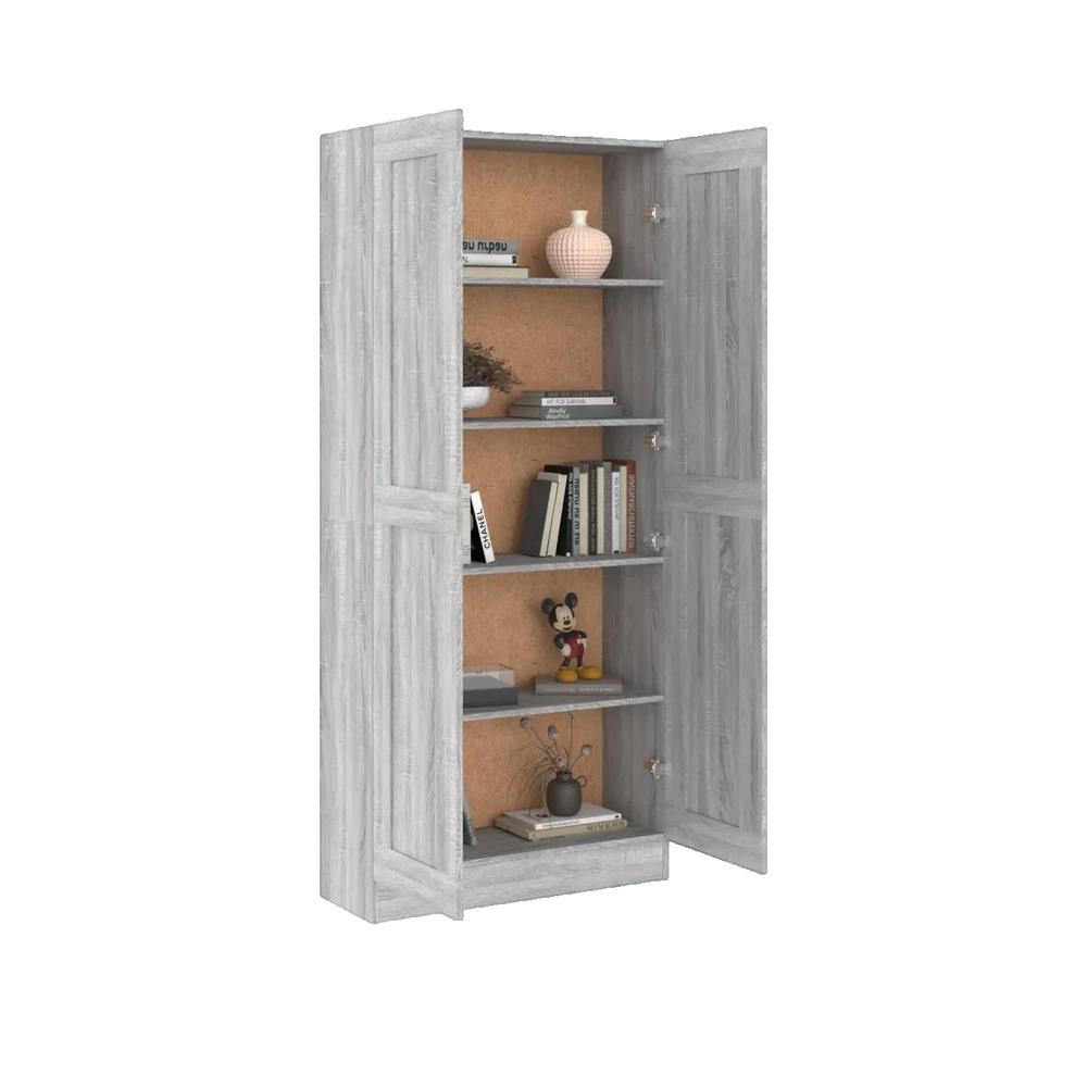 Regał vidaXL Sonoma szary 82,5x30,5x185,5 cm Drewno inżynieryjne, 5 Przestronnych przegródek