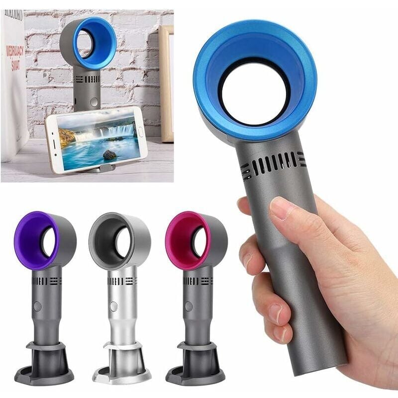 Wentylator ręczny, Wentylator bezłopatkowy Mini Przenośny Wentylator USB do Ładowania Przenośny czwartej generacji Wentylator (Szary)