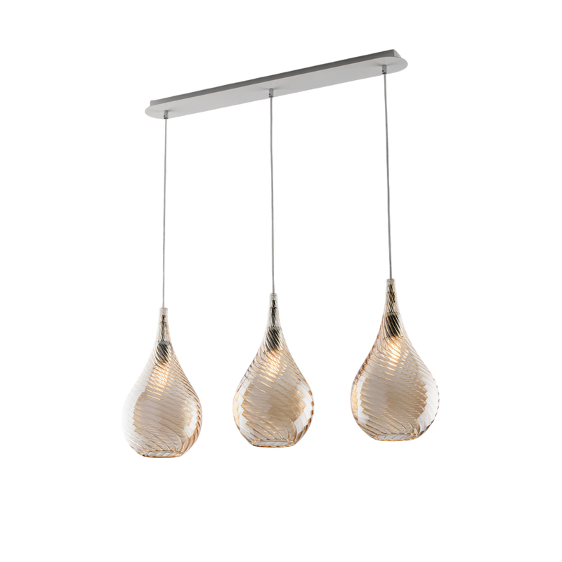Binario in ferro con vetri ambra pyrex 3 luci H.41 - MAX 141 - L.75 X 10