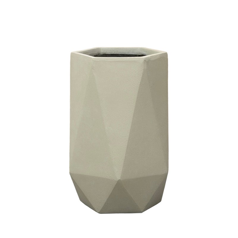 Donica betonowa Provencelia PRISME Beżowy, sred.47 x H50 cm, mrozoodporna, nowoczesna, architektoniczna