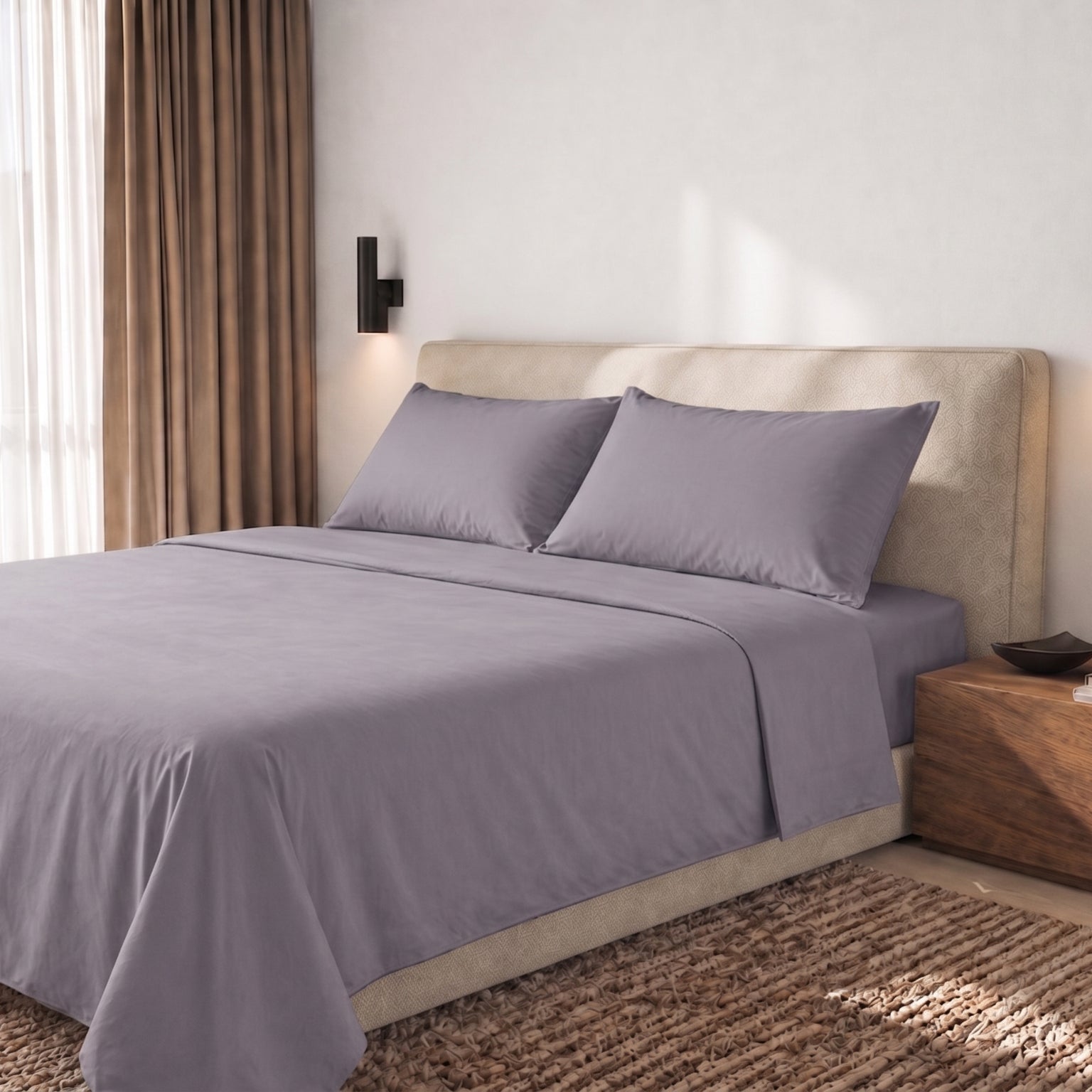 Komplet Prześcieradeł Pojedynczy 100% Bawełna Percale 200 TC Ciemnoszary