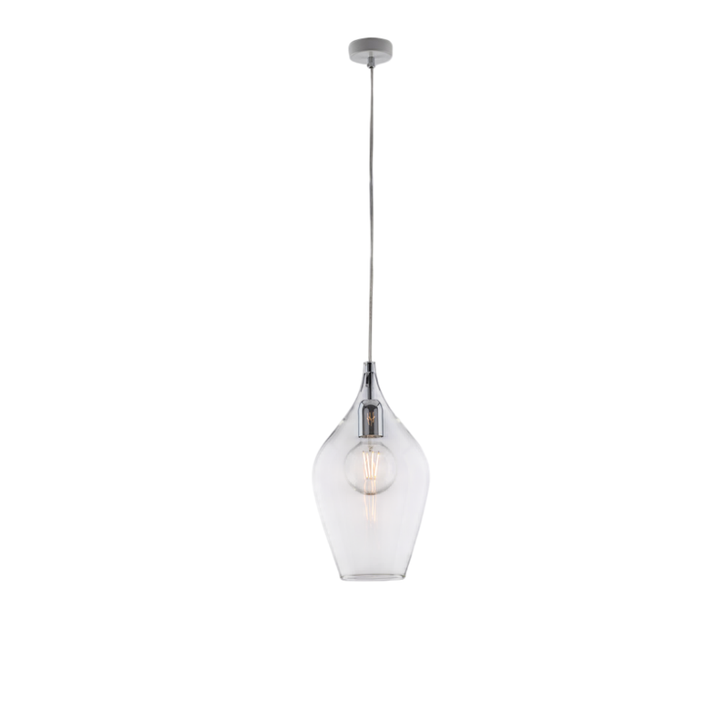 Sospensione in ferro con vetro trasparente pyrex 1 luce H.42 - MAX 142 - Ø20