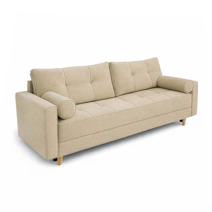 Sofa Rozkładana Kanapa z Funkcją Spania Dwuoosobowa Do Salonu Beżowa LONAR