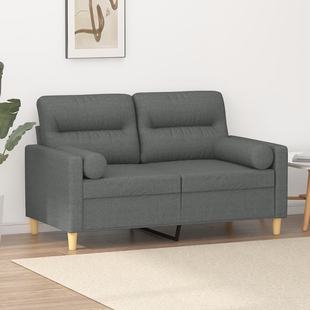 2-osobowa sofa z poduszkami, ciemnoszara, 120 cm, tkanina vidaXL
